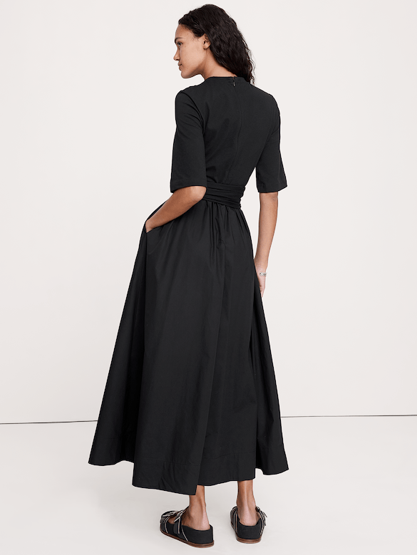 Cotton Poplin + Jersey Twisted Maxi Dress