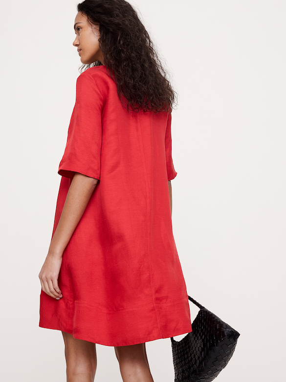 Viscose-Linen Scoop-Neck Mini Dress