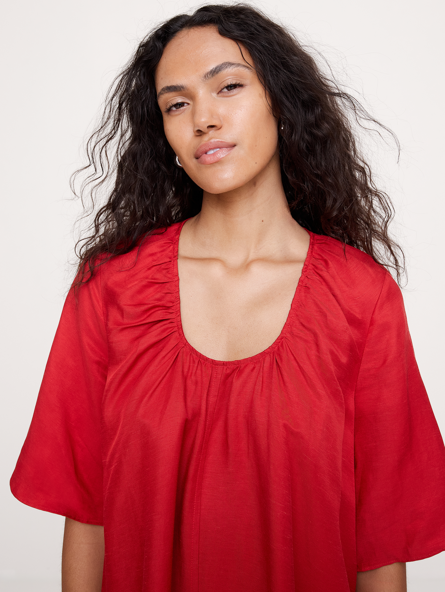 Image number 8 showing, Viscose-Linen Scoop-Neck Mini Dress