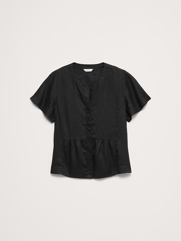Linen Flutter-Sleeve Top