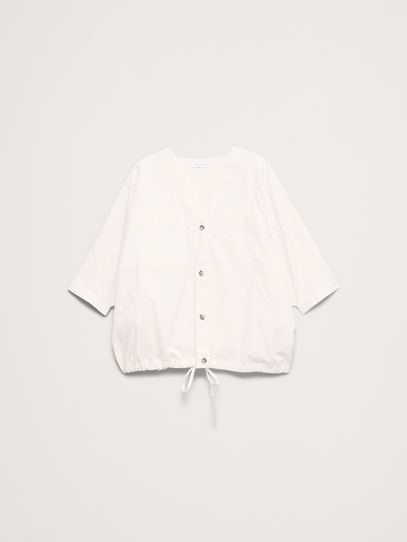 Stretch-Cotton Drawstring-Hem Top