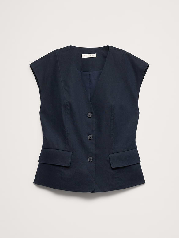 Stretch Linen-Viscose Vest