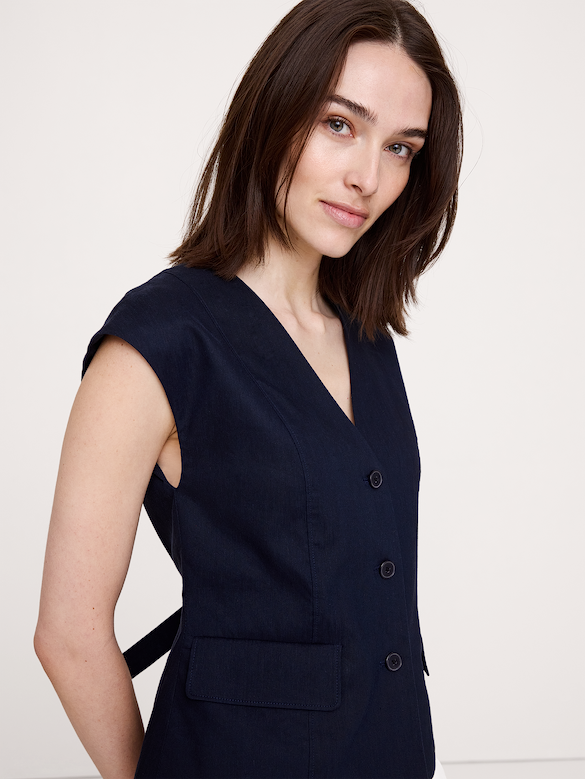 Stretch Linen-Viscose Vest