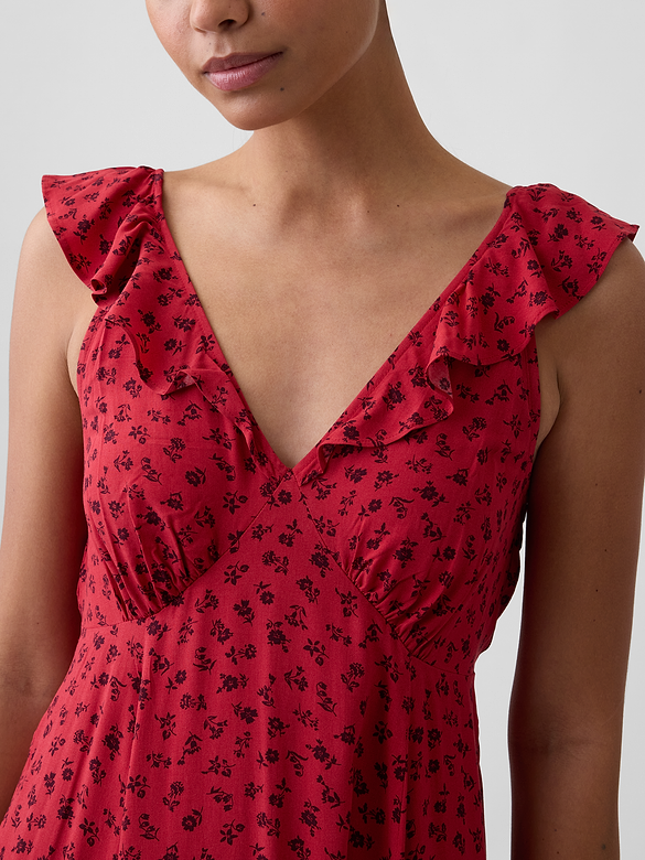 Ruffle V-Neck Maxi Dress