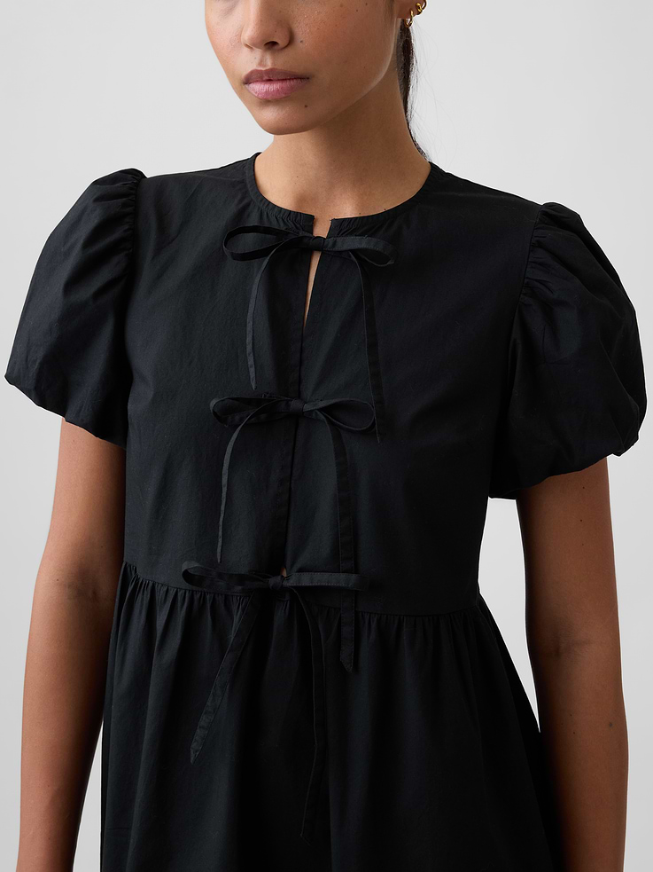 Image number 3 showing, Puff Sleeve Tie-Front Mini Dress