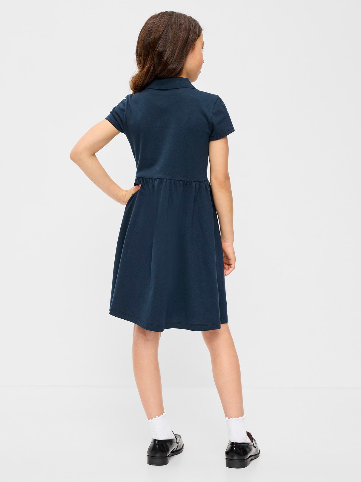 Image number 2 showing, School Uniform Fit and Flare Pique Polo Dress for Girls