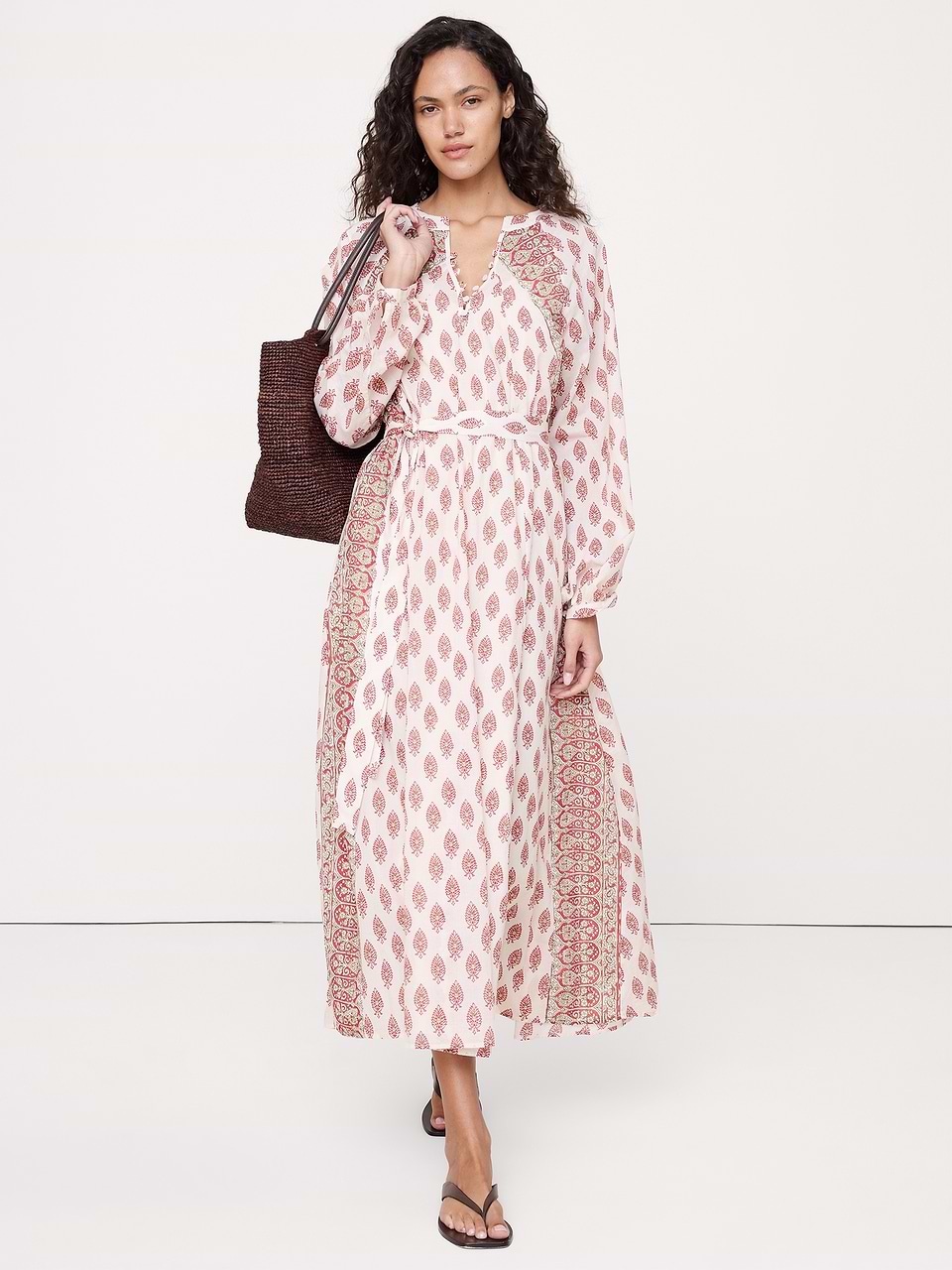 cream and gold maxi dress Iris Long Sleeve Satin / Blush | MESHKI Style:Bridal Bouquet 12