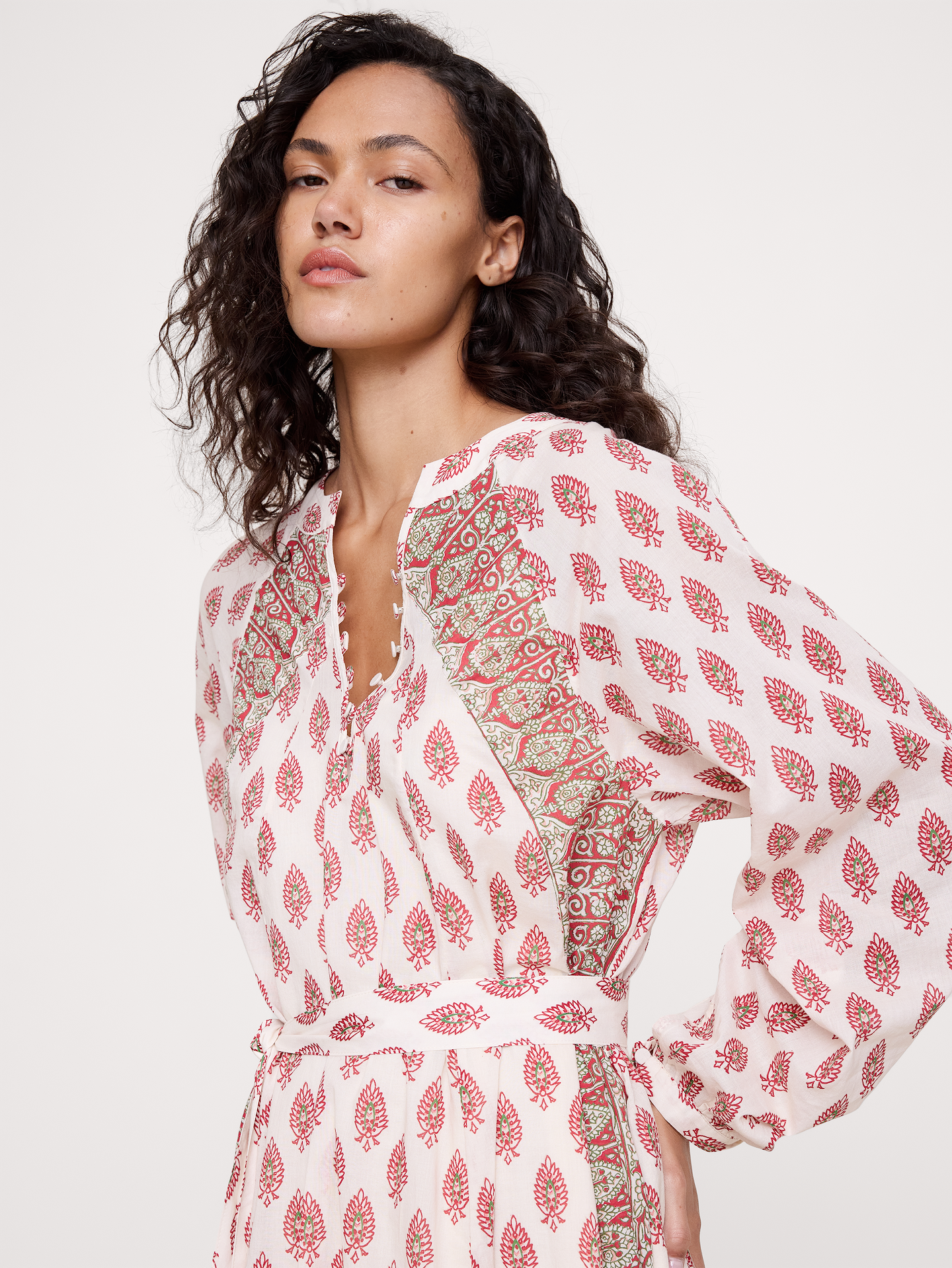 Image number 6 showing, Lightweight Cotton Kaftan Maxi Dress