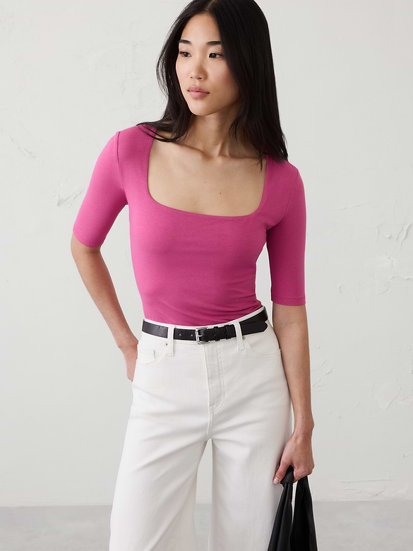 Soft Stretch Square-Neck Top