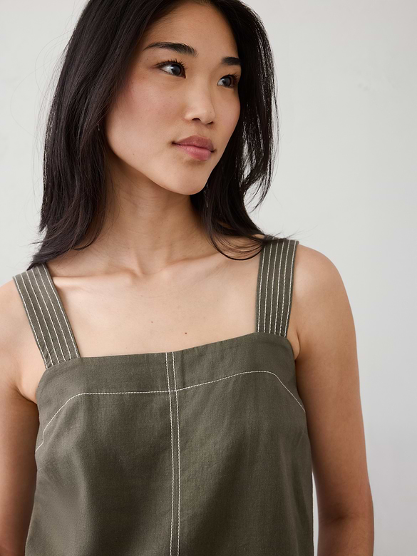 Linen-Blend Trapunto Tank