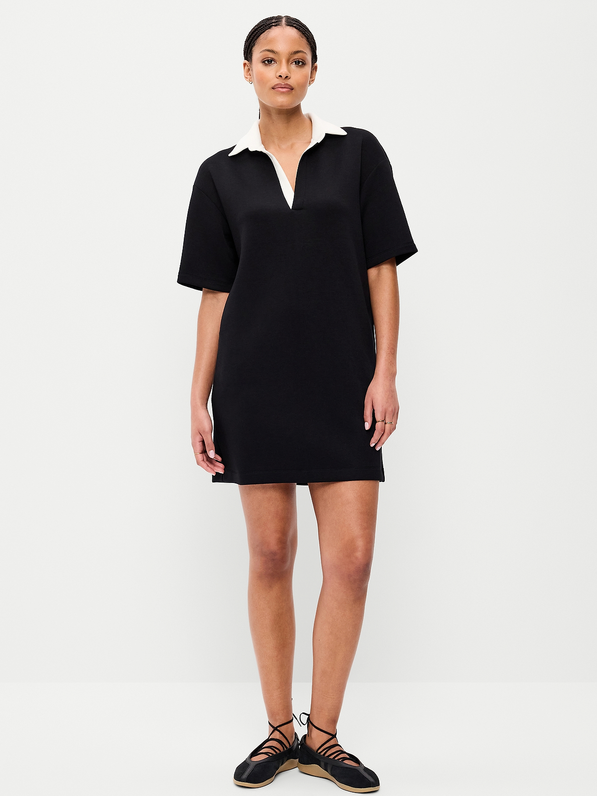 【9999円セール】Short Sleeve Polo Dress Bounce Fleece Short-Sleeve Polo Dress | Old Navy