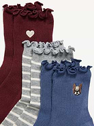 Image 2 of 2, Ruffled Crew Sock 3-Pack for Women