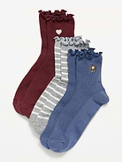 Image 1 of 2, includes 3 pairs of socks for women, ruffled openings, notched toe seams, Product #841573