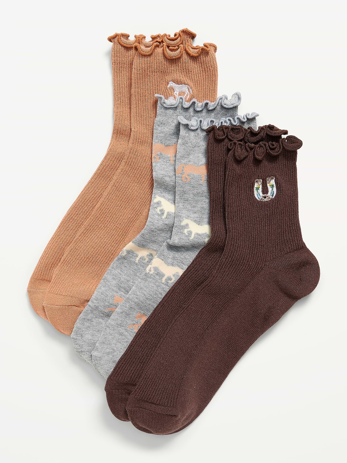 Image number 1 showing, Ruffled Crew Sock 3-Pack for Women