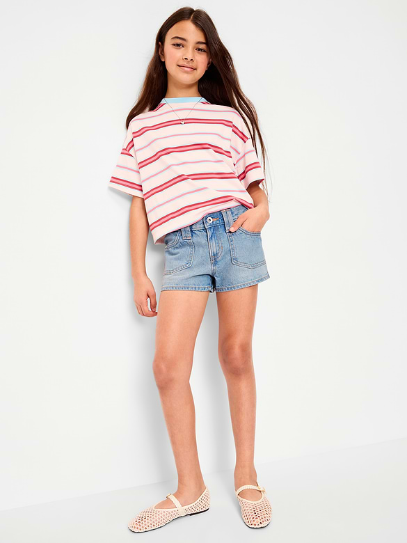 Short utilitaire en denim taille basse pour fille
