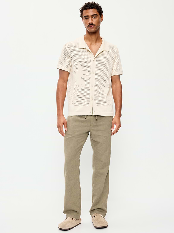 90's Straight-Fit Linen-Blend Pants