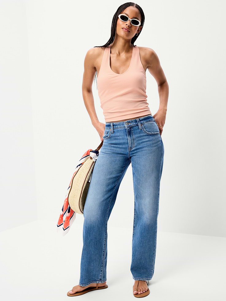 Image number 3 showing, Ribbed Loop-Back Halter Top