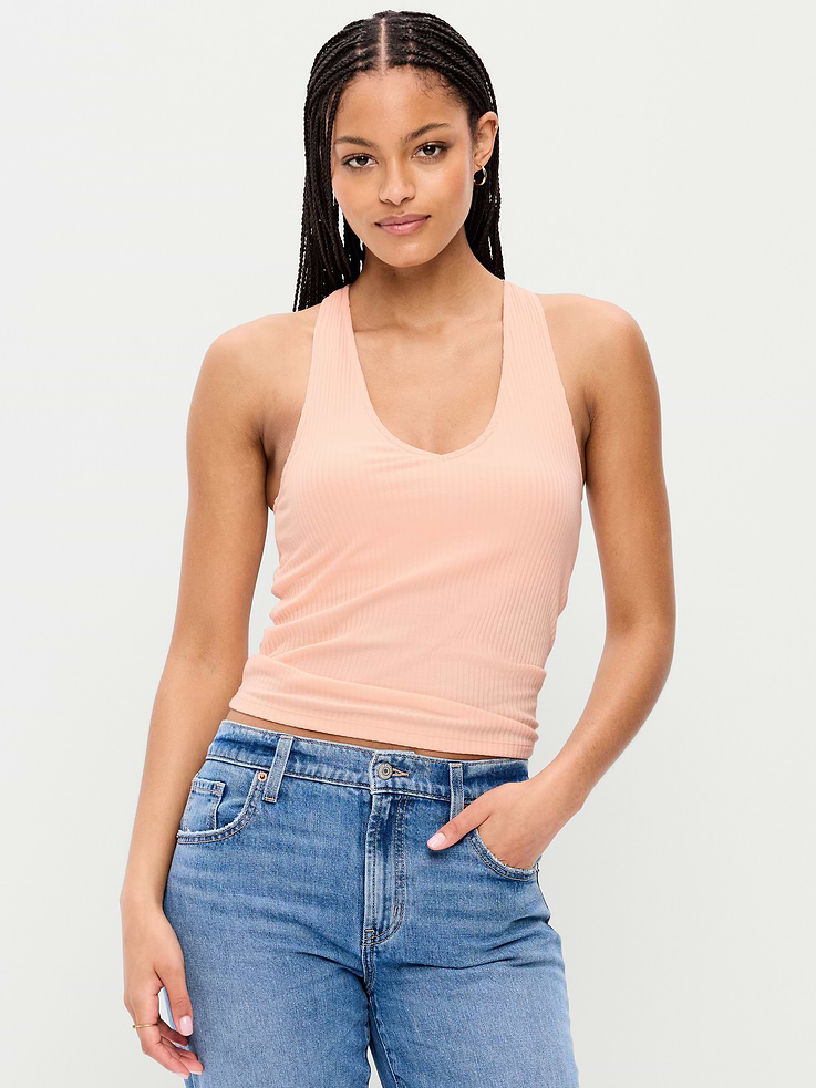Image number 1 showing, Ribbed Loop-Back Halter Top