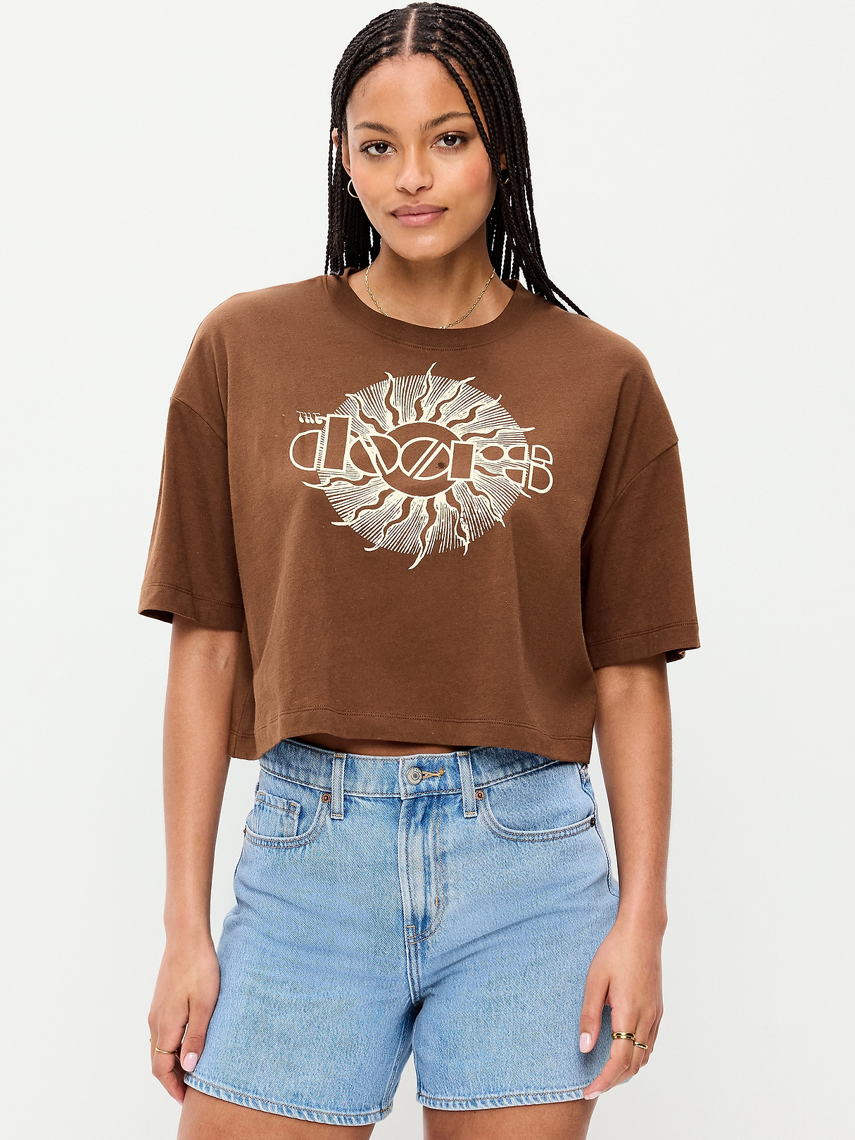 The Doors™ Crew-Neck Oversized Crop T-Shirt | Old Navy