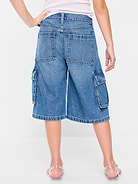 Image number 2 showing, Mid-Rise Ultra Baggy Cargo Jean Shorts for Girls