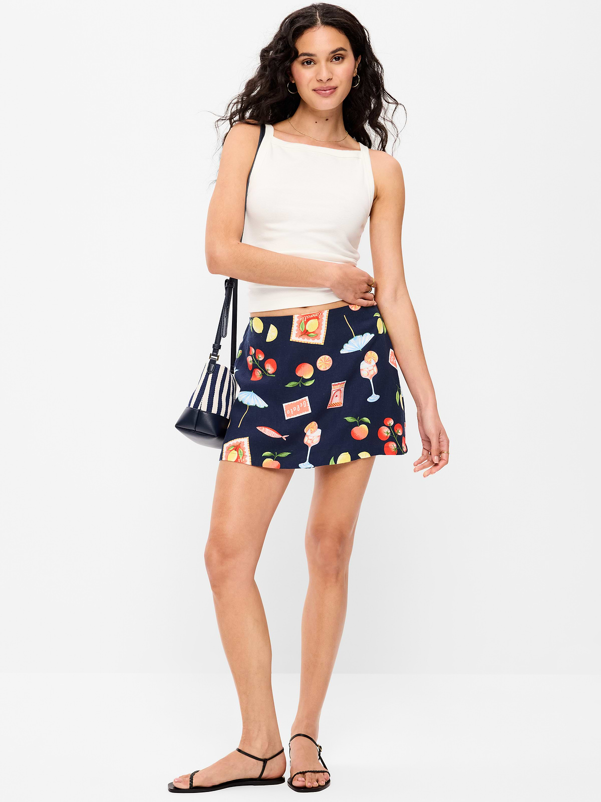 Linen-Blend Micro Skort
