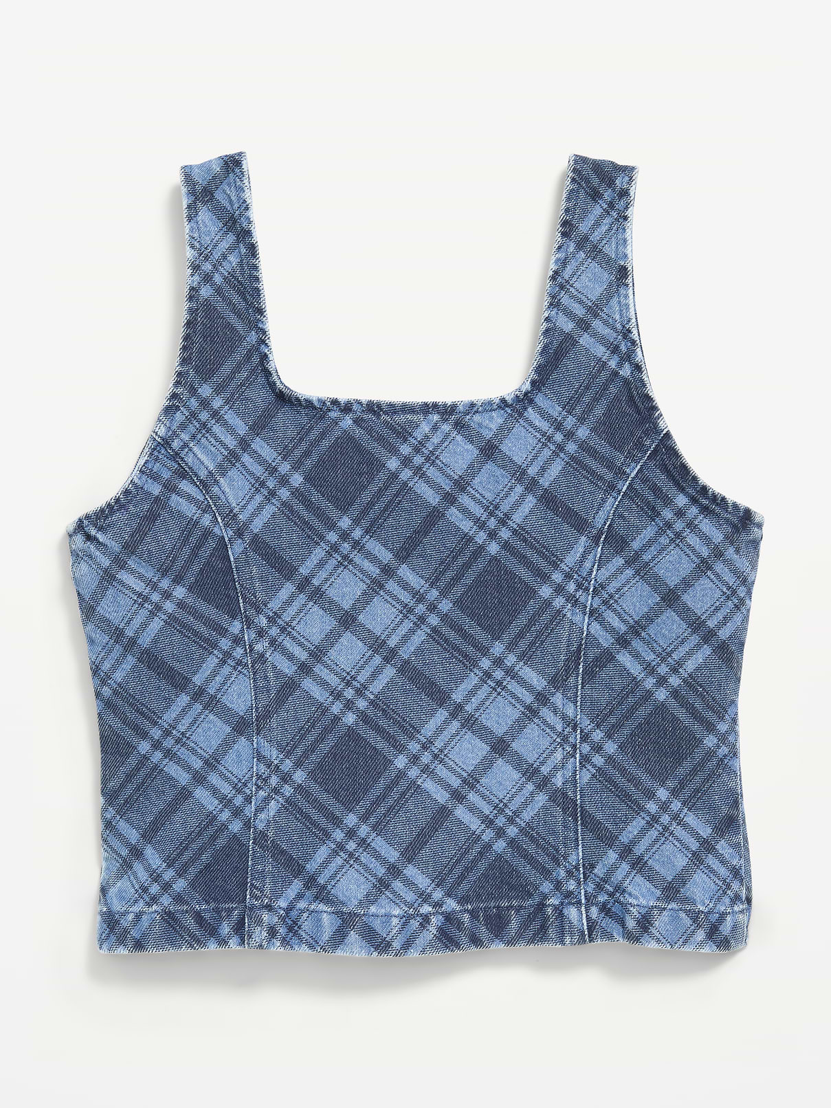 Image number 3 showing, Button-Front Plaid Denim Tank Top for Girls