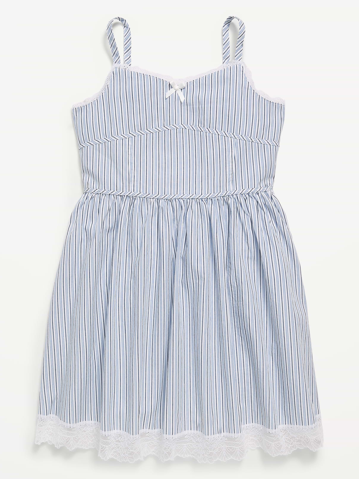 Image number 3 showing, Sleeveless Fit and Flare Striped Lace-Trim Dress for Girls