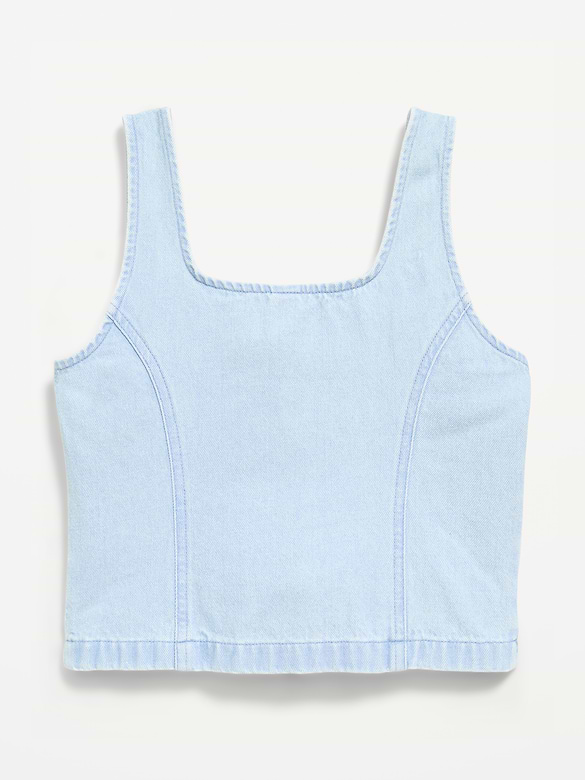 Button-Front Denim Tank Top for Girls