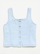 Image number 2 showing, Button-Front Denim Tank Top for Girls