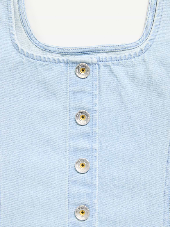 Button-Front Denim Tank Top for Girls