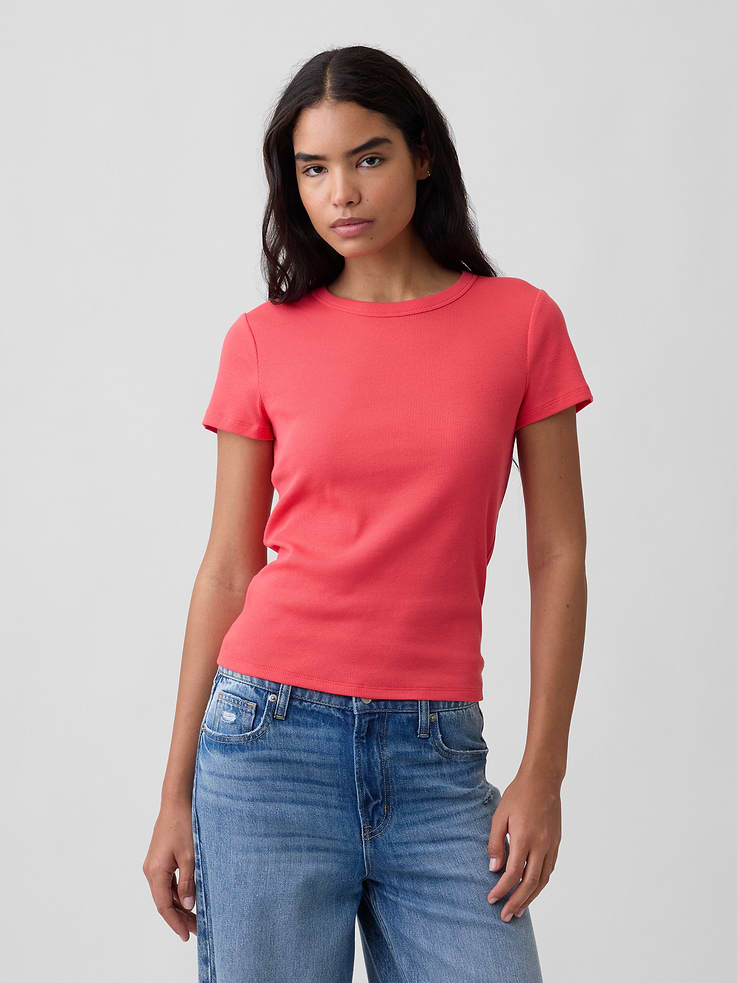 Image number 1 showing, Essential Ribbed Crewneck T-Shirt
