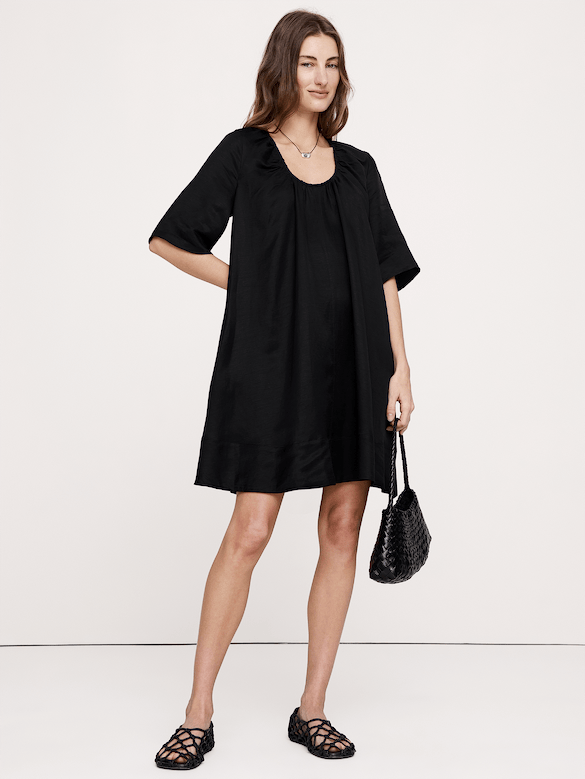 Viscose-Linen Scoop-Neck Mini Dress