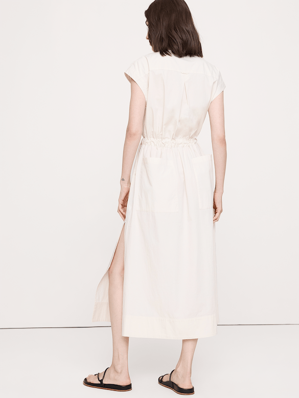 Stretch-Cotton Tie-Waist Maxi Dress