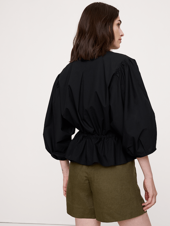 Cotton Poplin Tie-Waist Top