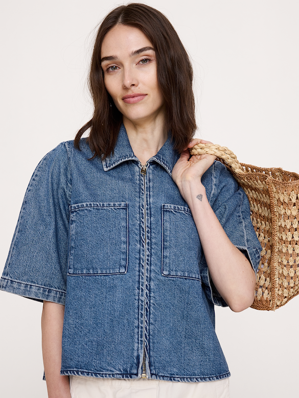 Denim Flare-Sleeve Jacket