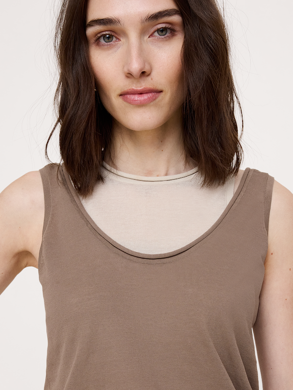 Sheer Ultra-Fine Cotton Layered Tank