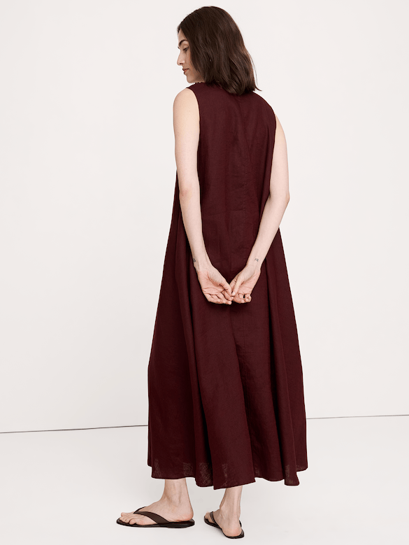 Linen Scoop-Neck Maxi Dress