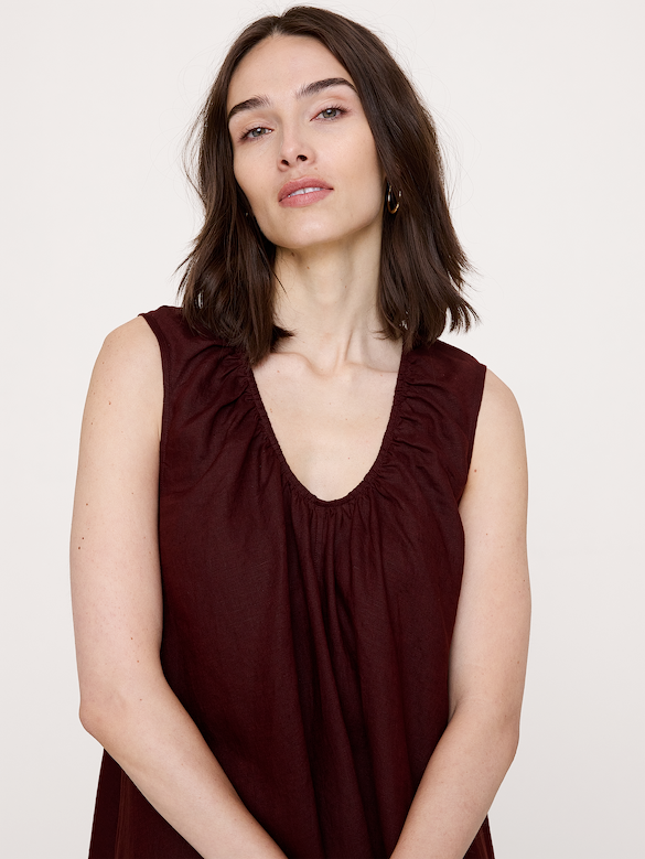 Linen Scoop-Neck Maxi Dress