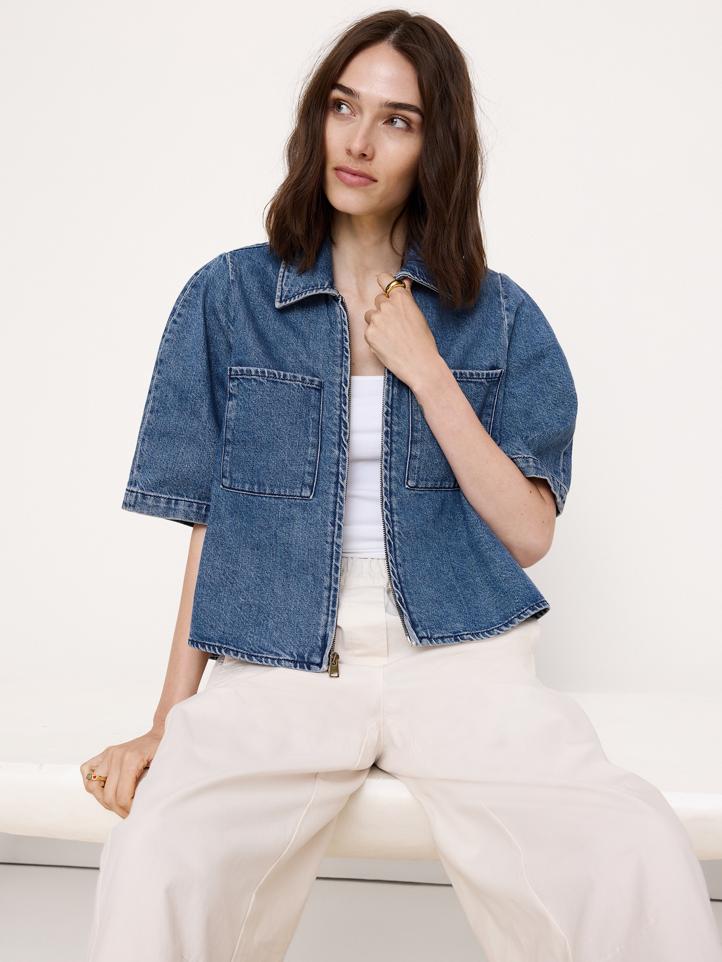 Image number 4 showing, Denim Flare-Sleeve Jacket
