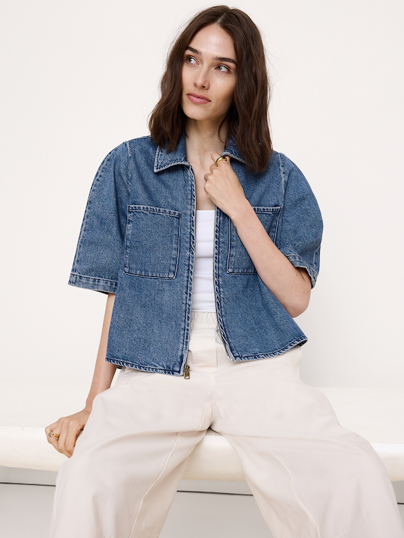 Denim Flare-Sleeve Jacket