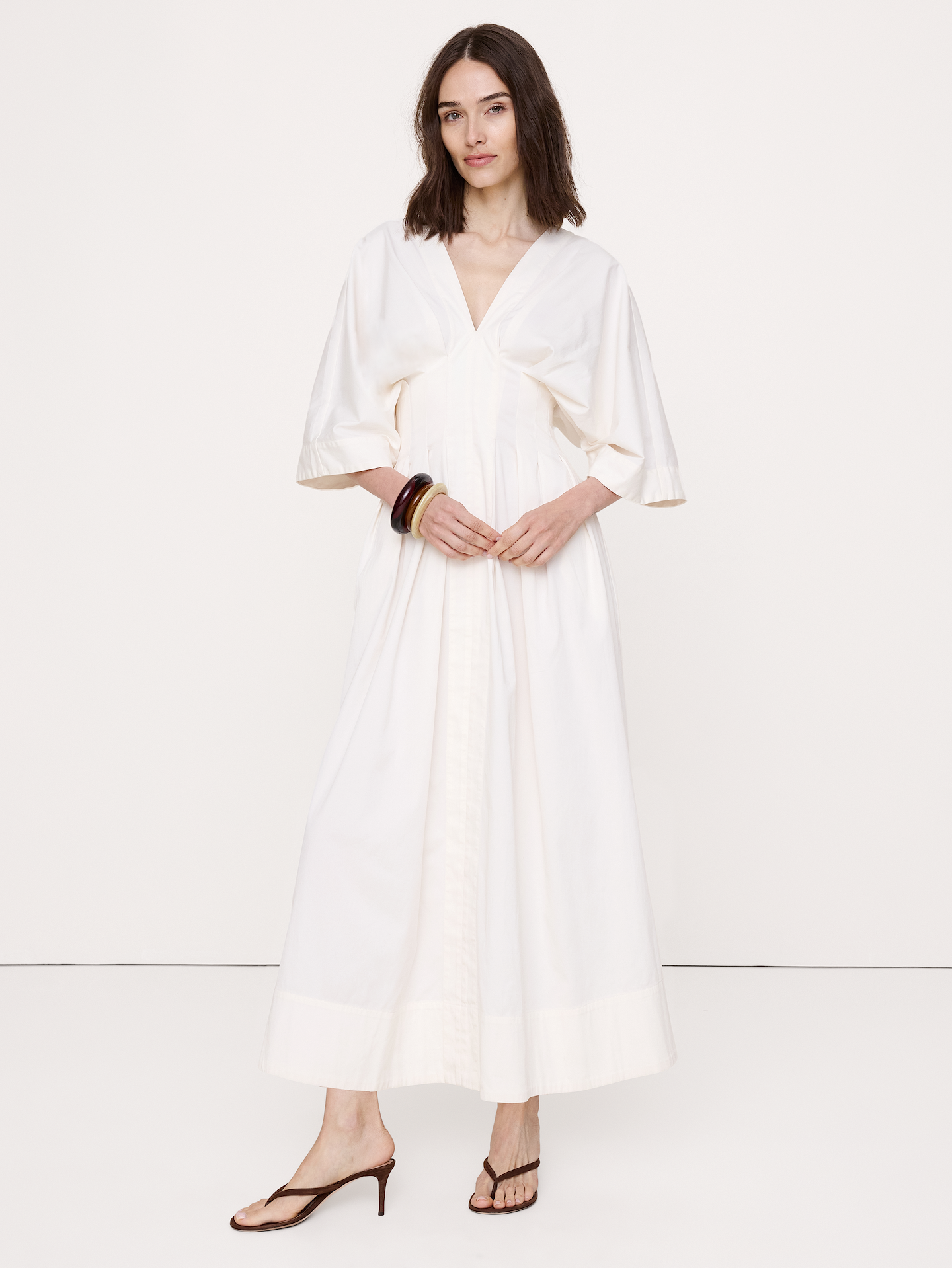 Image number 1 showing, Stretch-Cotton Pleated Maxi Dress