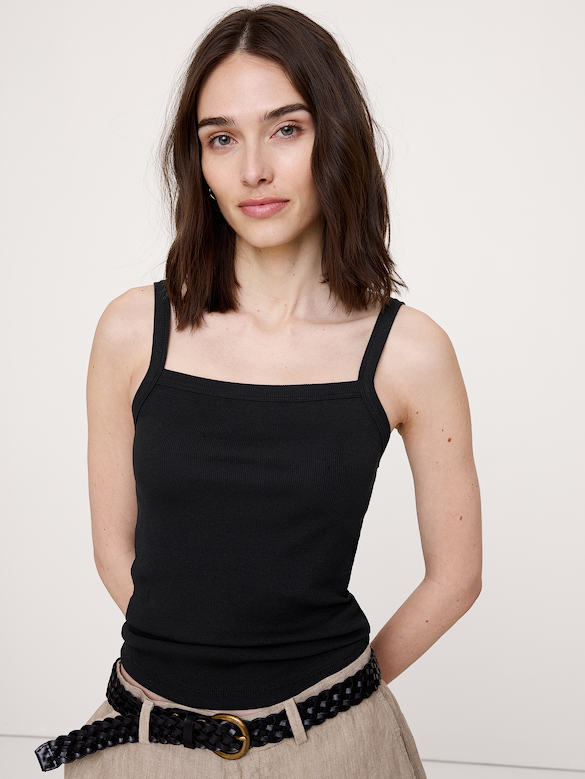 Ribbed Square-Neck Tank