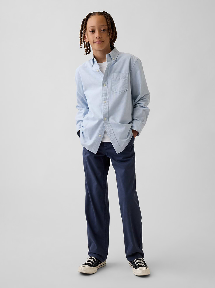 L'image numéro 1 présente Pantalon kaki d’uniforme décontracté et extensible pour Enfant