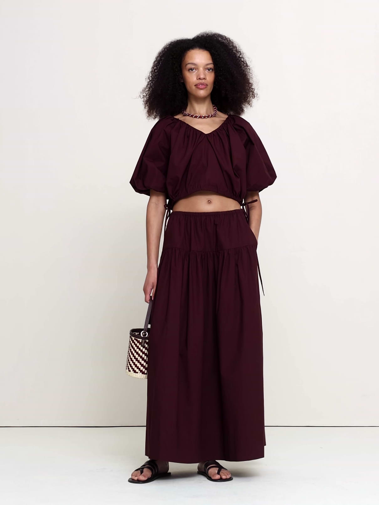 Cotton Poplin Bubble-Hem Cropped Top | Banana Republic