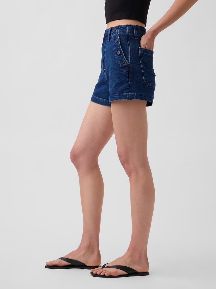 Image number 3 showing, 3.5" High Rise Sailor Relaxed Straight Denim Shorts