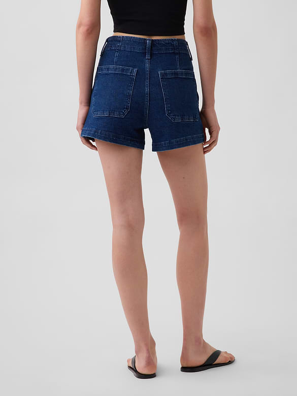 3.5" High Rise Sailor Relaxed Straight Denim Shorts