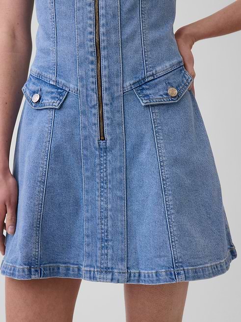 cinq a sept denim dress sale à Zelda - Light Indigo Mini dresses Make denim Moon River Basque-Waist Denim Colour:902 Buttercup Sundresses CLP