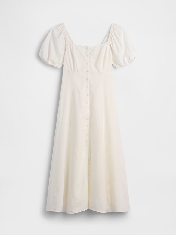 Linen-Blend Empire Waist Maxi Dress