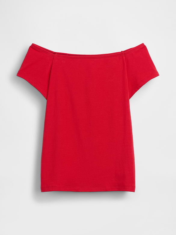 CloseKnit Jersey Off-Shoulder Crop T-Shirt