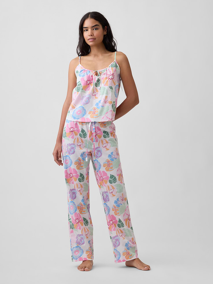 Image 1 of 4, Smooth poplin sleep pants., Drawcord ties at elasticized waist., Select styles have allover print or stripes., Product #1172402